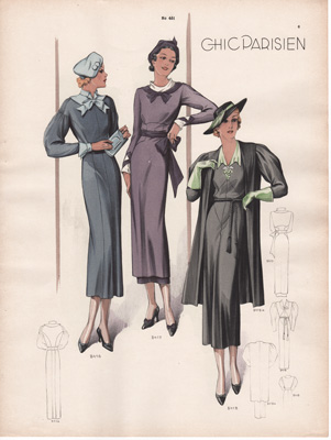 vintage fashion prints art deco chic parisien 1936